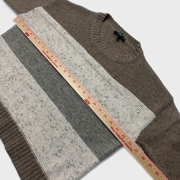 Lulus Women’s Sweater Small Brown Gray Multi Striped Balloon Sleeve Pullover - Picture 11 of 13